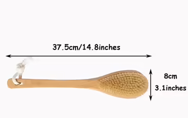Transparent Particle-Matte Finish Anti-Slip Grip Body Brush, Bath Brush Wet and Dry Back Brush, Natural Bristle Hair Beechwood Material (14.8 * 3.1 inches * 2)