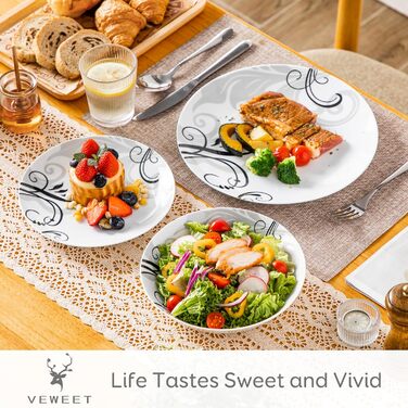 Набір посуду VEWEET 18 предметів на 6 осіб: тарілки, супові тарілки, десертні тарілки. Сучасний сервіз з порцеляни.