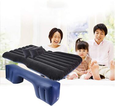 Надувна автомобільна матрац з насосом для подорожей, кемпінгу та відпочинку на природі. Чорний колір.