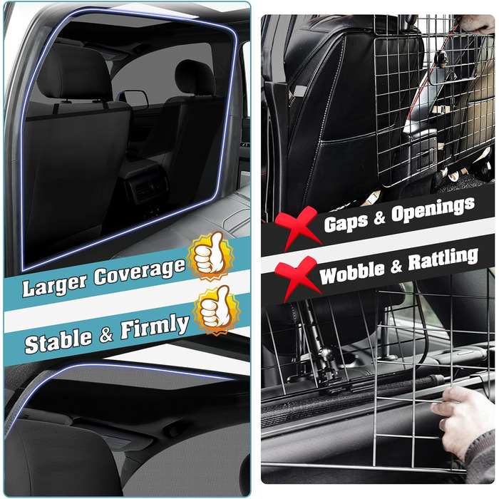 Сітчаста перегородка для собак у машину Mixsuper, 133,1 см, для позашляховиків та авто, чорний, міцна, для середніх собак
