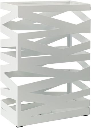 Підставка для парасоль підставка Maxi з металу з піддоном для збору води та гачками - Економія місця 34x14x46 см - Елегантний білий колір - Ідеальна для декорування прихожей та входу Maxi - Білий