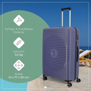 Чемодан Travelite ORBITA середній, розширюваний, 4 колеса, TSA-замок, 67 см, 68-78 літрів, блакитний (L 77 см, лавандовий)