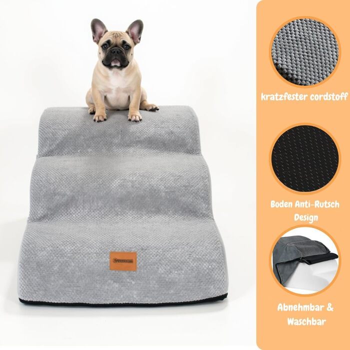 Східці для собак Pawesome: 3 сходинки, 40 см, для маленьких собак та котів, миються