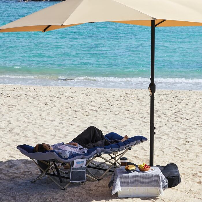 Ліжко похідне Yaheetech з матрацом, складне, для гостей, 191x67 см, до 150 кг, сіре/чорне (синьо-сіре)