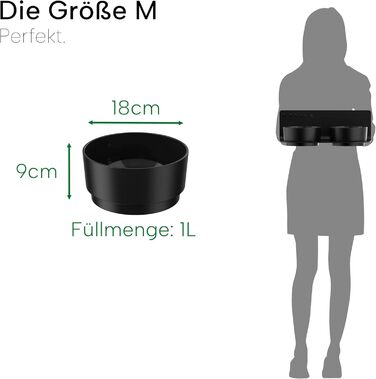 Миска для собак Draiax ElegantFeed M з кераміки – чорна, з матовим зовнішнім та глянцевим внутрішнім покриттям