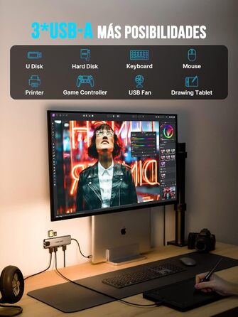 Lemorele USB-C хаб – адаптер USB-C 9 в 1 з алюмінієвим корпусом. Gigabit Ethernet, 4K HDMI, 100W PD, 3 USB-A, USB-C, SD/TF, док-станція для MacBook, iPad, Windows, Switch, Chromecast