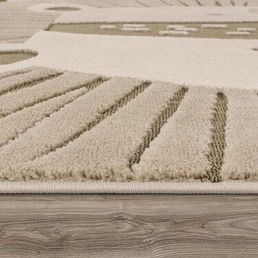 Дитячий килим Paco Home Kinderteppich 80x150 см, бежевий з левом, 3D ефект, м'який, гіпоалергенний, для дитячої кімнати