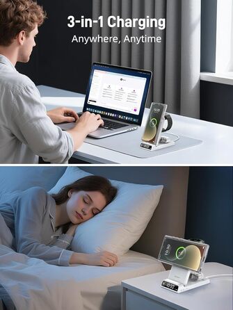 Бездротовий зарядний пристрій MagSafe 3-в-1 для Samsung Galaxy Fold/Flip, S24/S25 Ultra, Watch/Buds (Білий)