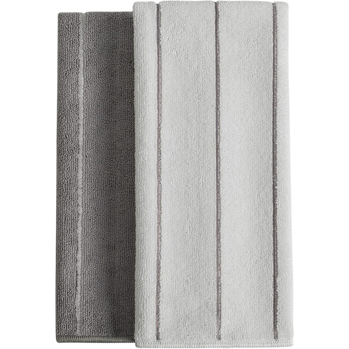 HYER KITCHEN Microfiber Towels - 8 Pack Striped (Color-coordinated - soft, super absorbent, and lint-free, 66 x 45.7 cm, Gray and Camel (gray) gray