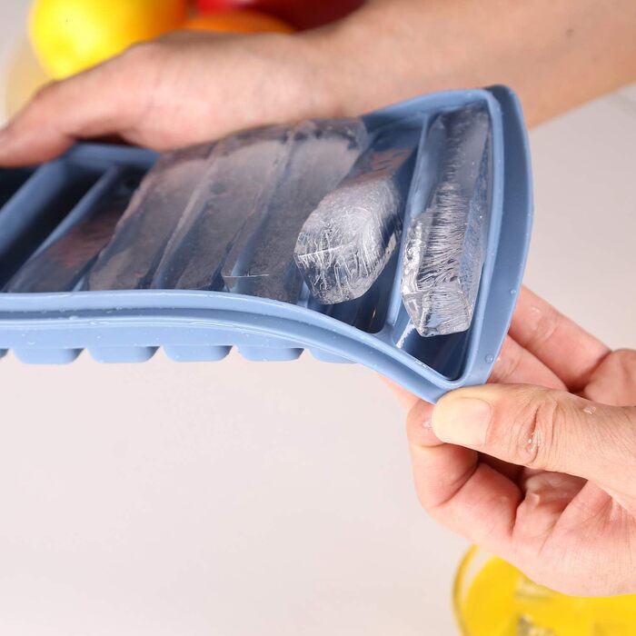 Силіконова форма для льоду LessMo з кришкою, BPA-free, LFGB сертифікована, 10 відсіків (2 шт, синій) для коктейлів та віскі