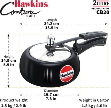 Скороварка Hawkins CB20 Contura Black, 2 л, анодована, швидкого приготування
