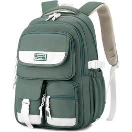 Дитячий рюкзак для підлітка, шкільний рюкзак для дівчинки з багатьма відділеннями, рюкзак для учнів 3-5 класів, середньої та старшої школи, нейлоновий рюкзак для подорожей та відпочинку (зелений)