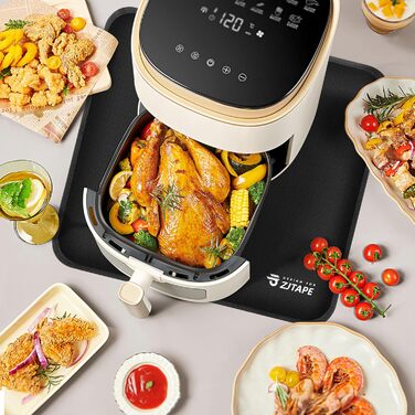 Термостійкий килимок для захисту від нагрівання 60x40 см, вогнестійкий килимок для кухонних стільниць, силіконовий килимок для фритюрниці, кавомашини (40 см x 38 см, Чорний)