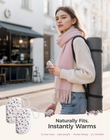 Електричні грілки для рук OCOOPA 2 шт., багаторазові, 4000mAh, подарунок на Новий Рік для жінок, ультратонкі (1,5 см), підходять для рукавичок та сумок, зимова необхідність, UT5 Sway Wiesengeflüster (Ocoopa x Künstleredition) (Lila Blüten (Ocoopa x K