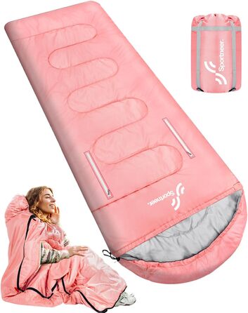 3-4 Season Sleeping Bag - Waterproof & Lightweight Sleeping Bag for Camping, Travel & Outdoor Activities - Adult Size (Pink)