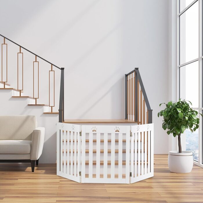 Захисне ґратка для собак Relaxdays, самостійною підставкою, 60 x 153 см, MDF, складана, білий