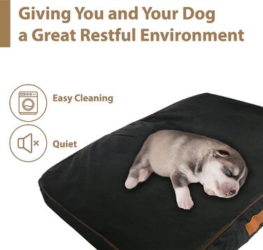 Ортопедичне ліжко для собак Ellie-Bo з Memory Foam, чорне, вологостійке, для клітки 76 см, розмір M - [71 x 48 x 6 см]