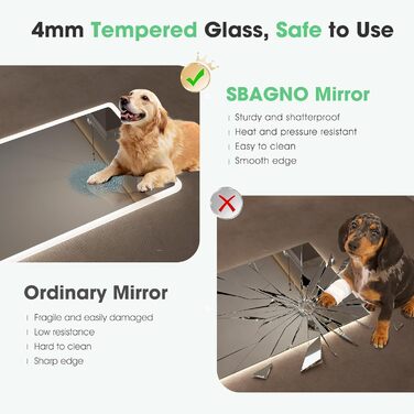 Дзеркало для ванної кімнати S'bagno з підсвічуванням 80x60 см, Bluetooth, протитуманне покриття, 3 кольори, регулювання яскравості, пам'ять налаштувань, загартоване скло, водонепроникність IP44, горизонтальне/вертикальне встановлення M66 (Bluetooth)