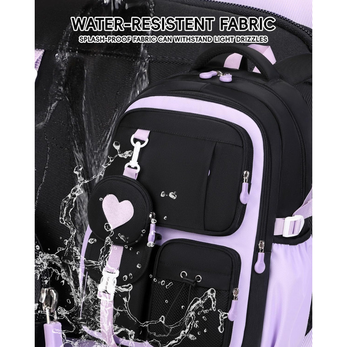 Шкільний рюкзак для дівчаток Tanou, чорний, з дихаючої тканини Oxford, для 3-5 класів