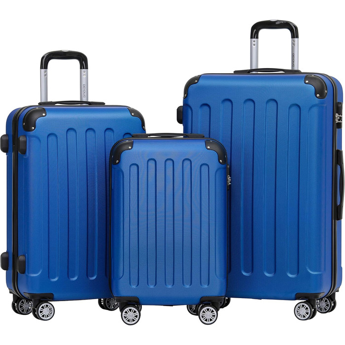 Чохол-валіза Beibye з кодовим замком, 4 колеса (чорний, смарагдово-синій), набір валіз