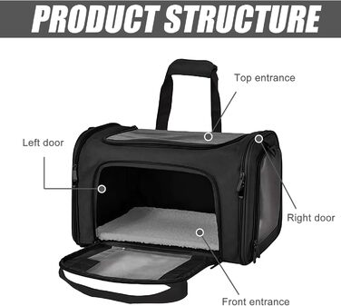 Транспортна переноска для котів Transportbox Katze, переноска для тварин, чорна, 3-6 кг, складана