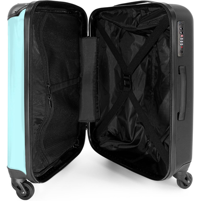 Дитячий валіза-роликовий колірний, 55x40x20 см, ручна поклажа, персоналізований, з ініціалами, для хлопчиків, з принтом 'Ренн-авто', легкий, з іменем, 2 фламінго на блакитних роликах