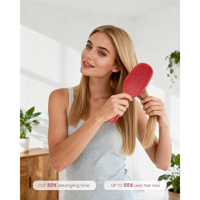 Щітка для волосся AIMIKE без заплутування, розпушувач з м'якими щетинками, безболісна щітка для розплутування складних вузлів, особливо делікатна до тонкого волосся, ідеальна для догляду за шкірою голови та масажу. Подушковий пензлик LuxeSilk (набір подар