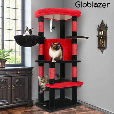 Кігтеточка Globlazer велика кутова, 167 см з будиночком для котів, платформою, гамаком, кошиком. Підходить для 3-4 котів.