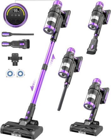 Бездротовий акумуляторний пилосос 550W | 45000 Па, 60 хв роботи | 20000 mAh, 3 режими, антизаплутувана щітка для будь-яких поверхонь та шерсті тварин