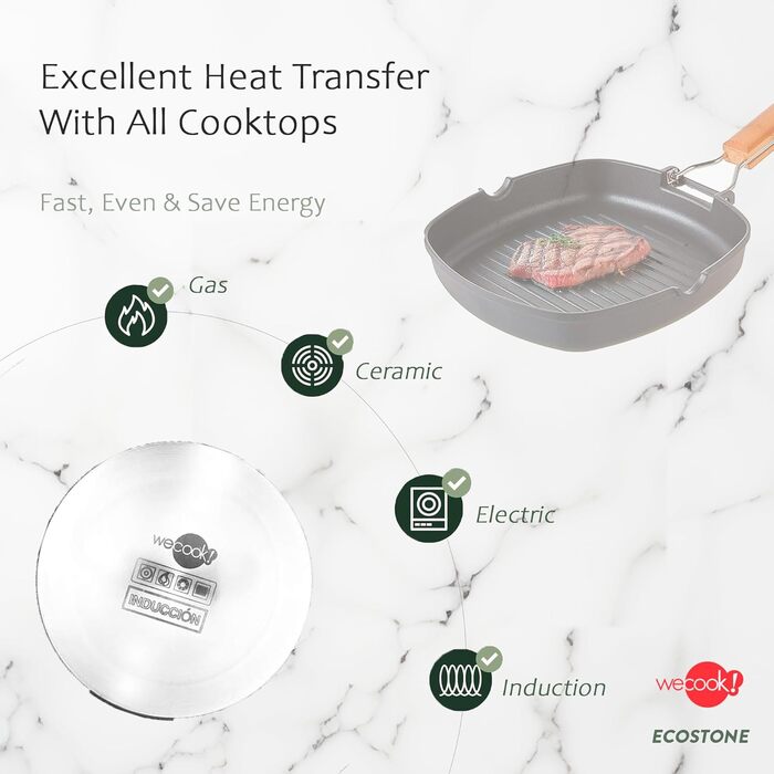 WECOOK! Ecostone Гриль сковорода алюмінієва з антипригарним покриттям рифлена 24x24 см