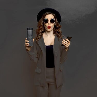 Термокружка Diamond з нержавіючої сталі Elasto Premium | 450 мл | Зберігає тепло та холод | Без BPA | Матова, блискуча (Шифер сірий)