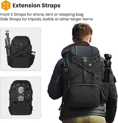 Рюкзак для камери Tarion HX-XL, 2-в-1, чорний, водонепроникний, з відділенням для ноутбука 15.6 дюймів