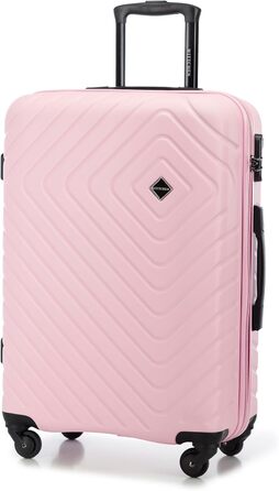 Набір валіз WITTCHEN Cube Line (S+M+L) з ABS, геометричним тисненням, 4 колесами, телескопічною ручкою та комбінаційним замком. Рожевий колір, 3 шт.