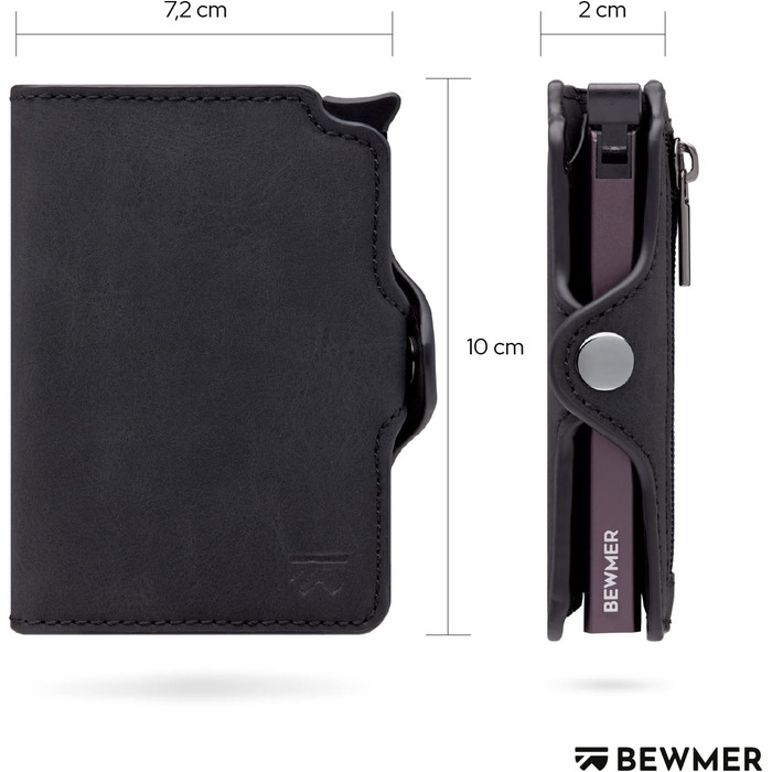 BEWMER Преміум картхолдер/візитниця | RFID захист від копіювання | Чоловіча та жіноча модель (Чорний)