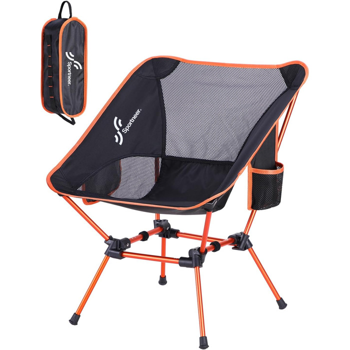 Складний туристичний стільчик Sportneer для кемпінгу та пікніків, 150 кг, оранжевий