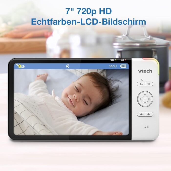 Відеоняня Vtech VM901-1W WiFi з 5-дюймовим HD-дисплеєм, поворотна камера 1080P, мобільний додаток, широкий кут огляду 120°, сумісна з iOS та Android