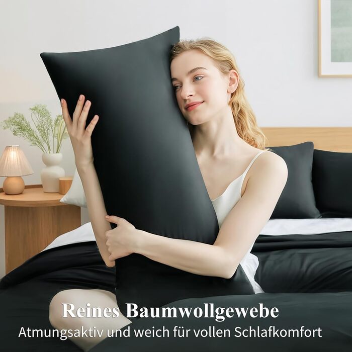 Комплект постільної білизни RUIKASI з бавовни 4-х частинний сірий - комплект постільної білизни з ремінцем, двоколірні комплекти 2 шт. (Антрацит та світло-сірий) 40x80 см