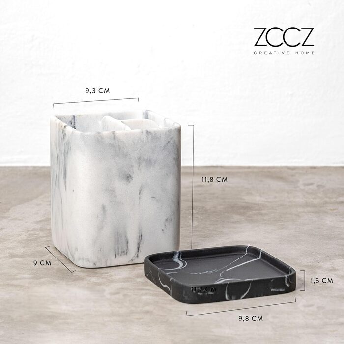 Тримач для зубних щіток ZCCZ для ванної кімнати - керамічний, квадратний, для електричної зубної щітки, білий, під косметику та бритву