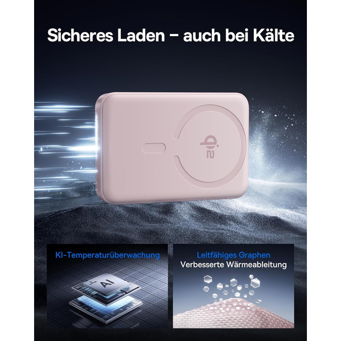 Power Bank Baseus EnerFill Qi2 MagSafe 10000mAh з PD 22.5W та бездротовою зарядкою 15W (Рожевий)