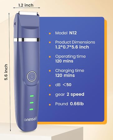 Машинка для стрижки собак і котів oneisall 4-в-1: стрижка, триммінг, шліфування кігтів. Безшумна, акумуляторна. 4 насадки для тіла, лап, очей, вух, обличчя. Білий/Синій колір