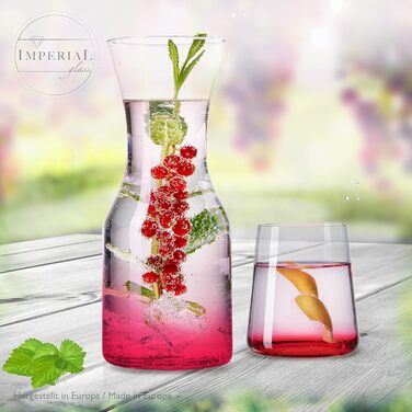 IMPERIAL Glass Drinking Glasses & Carafe Set 450ml / 1100ml 7-Piece Water Glasses, Water Carafe, Juice Glasses, Glass Jug, Pitcher
