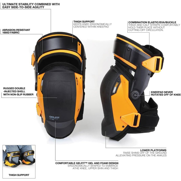 TOUGHBUILT TB-KP-G3 наколінники з гелевою вставкою для стабілізації, чорні