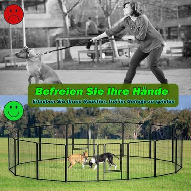 Клітка-забіг для собак HENGMEI: 80 см, складана, для собак, котів, кроликів, для дому та вулиці, 6 частин