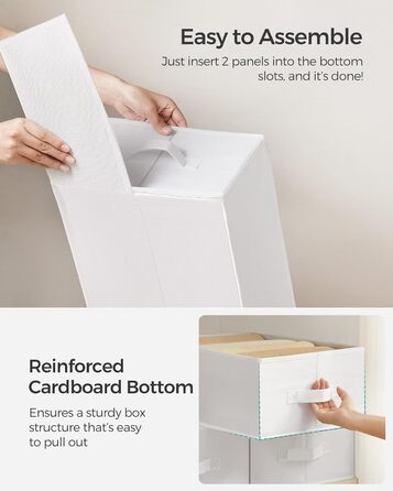 SONGMICS Set of 4 Drawer Organizers, 6 Compartments, Closet Organizer, Foldable, Clothes Organizer, 41.5 x 30.8 x 17.8 cm, for Pants, Clothing, URUS009G04 (Classic White)