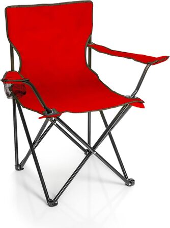 Крісло для риболовлі BigDean, складане, з підстаканником та сумкою - крісло для кемпінгу, риболовлі, саду (червоне)