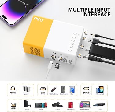 Міні-проектор YG300Pro: портативний LED-проектор для мультфільмів, дитячий подарунок, кінотеатр для дому, підтримка дзеркального відображення з кабелю