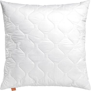 sleepling Basic 300 Pillow, 80 x 80 cm, pillow made of 100% cotton satin, adjustable in height, size guarantee, fill amount guarantee, 60 degrees, Ökotex 100, white 1 80 x 80 cm