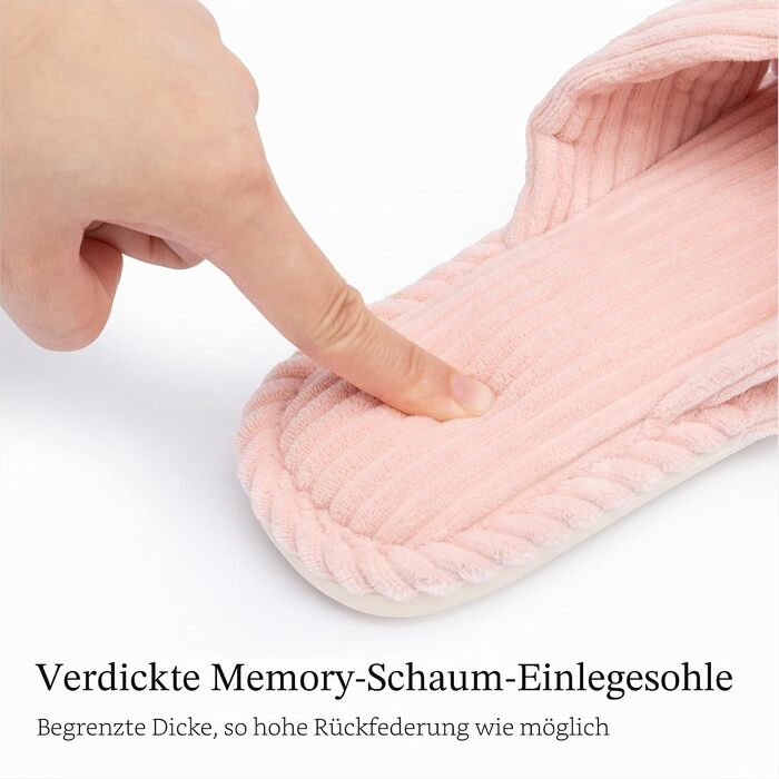 Жіночі капці для дому з ефектом пам'яті (Memory Foam) Chantomoo, відкриті пальці, велюрові, протиковзкі, рожеві (розмір 37/38 EU)