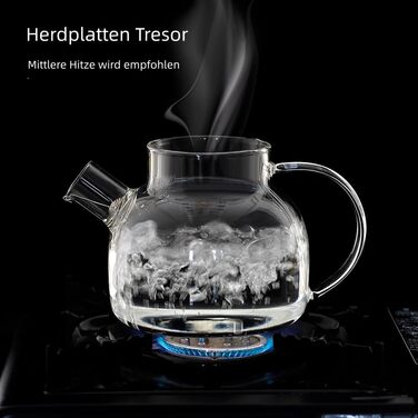 Скляна чайник CnGlass з ситечком 900мл, для листового чаю та квіткового заварювання, стійкий до плити