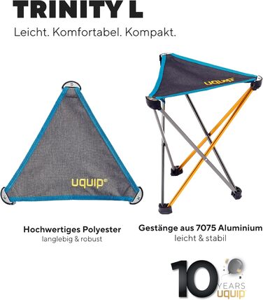 Складаний табурет Uquip Trinity M Mini - легкий, треножний, 150 кг, блакитно-жовтий (золото-сірий, великий)